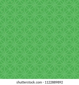 Vector green seamless subtle pattern with ornate outlined circle shapes