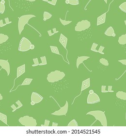 Vector Green seasons weather doodle background pattern