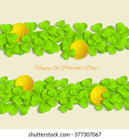 Vector green shamrock frame. St. Patrick's day decorative design element.