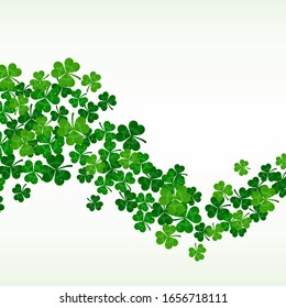 vector green shamrocks wave on white background