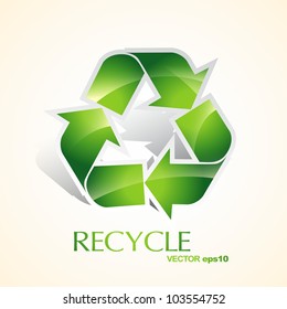 Vektorgrün glänzendes Recyclingsymbol-Design