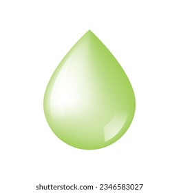 El agua verde brillante vectorial cae sobre fondo blanco.