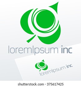 Vector green sign. Logo for Ecology, Pharmacy, Cosmetic activity