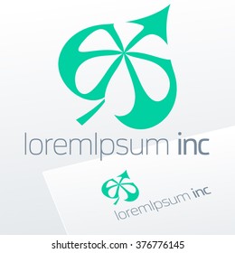 Vector green sign. Logo for Ecology, Cosmetic, Pharmacy and Medicine activity