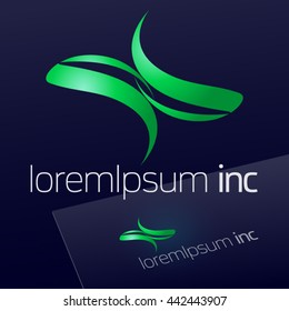 Vector green sign. Logo for Ecology, Pharmacy and Cosmetic activity