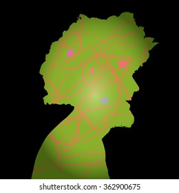 vector green silhouette of a man's head