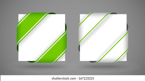 vector green and silver christmas corner ribbons with light shadow