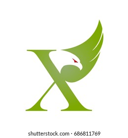 Vector Green Single Eagle Initial X Logo