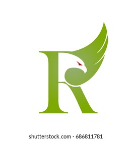 Vector Green Single Eagle Initial R Logo