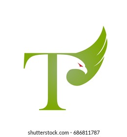 Vector Green Single Eagle Initial T Logo