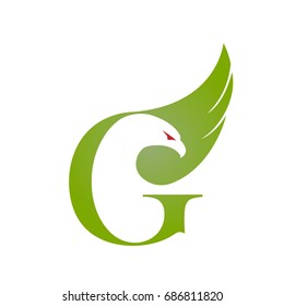 Vector Green Single Eagle Initial G Logo
