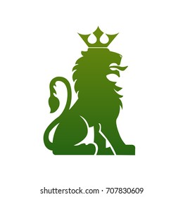 Vector Green Sitting Crowned Lion Logo