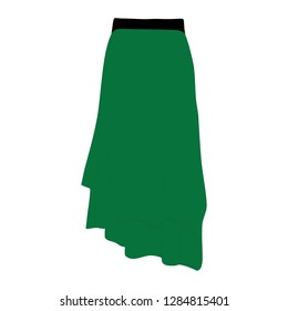 Vector green skirt template, design fashion woman illustration. Women skirt 