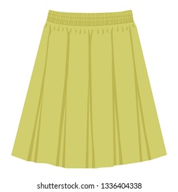 Vector  green skirt template, design fashion woman illustration. Women box pleated skirt 