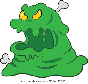 vector green slime monster with bone