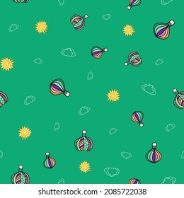 Vector Green small hot air ballon background pattern