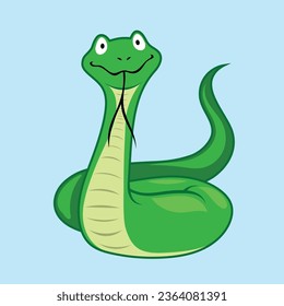 Vector green snake cartoon character