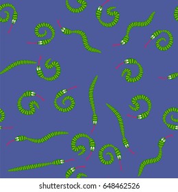 Vector Green Snake Seamless Background. Animal Pattern. Attack Crawling Danger Predator