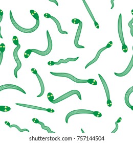 Vector Green Snake Seamless Background. Animal Pattern. Attack Crawling Danger Predator