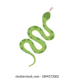 Vector Of A Green Snake Slithering In Action With Tongue Out