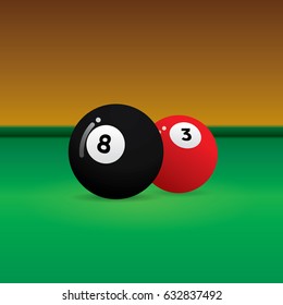 Vector of green snooker table with balls.