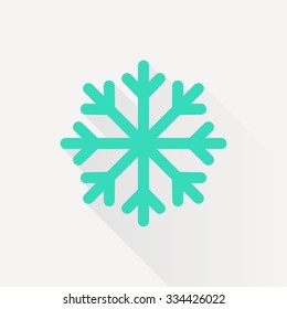 Vector green snowflake icon on white background 