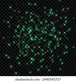 Vector green sparkles glitter stardust or twinkle stars.