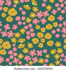 vector green spring garden floral seamless pattern background, perfect for fabric, scrapbooking, wallpaper, stationery, children projects.