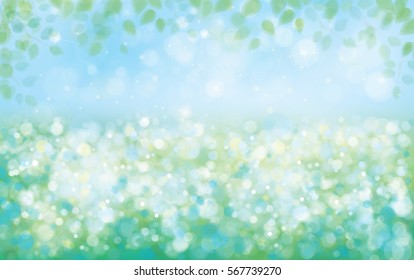 Vector green  spring nature  background, blurred effect.