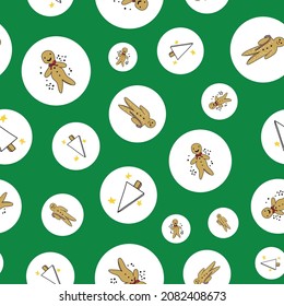 Vector Green St Nicholas Weckmann with circles seamless background pattern