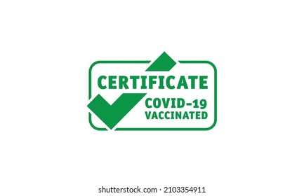 vector green stamp with fully vaccinated check mark as stamp