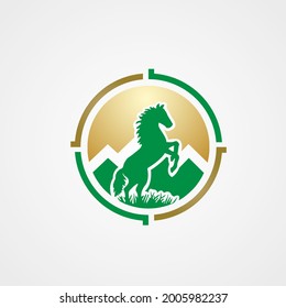 Vector Green Standing Horses Farm Logo