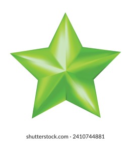 Vector green star illustration on white background.
