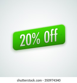 Vector green sticker, badge with 20% off label