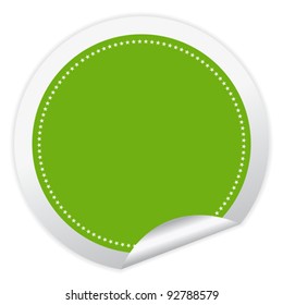 Vector green sticker with curled corner