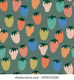Vector green strawberry seamless pattern background. Perfect for fabric, scrapbooking, wallpaper projects