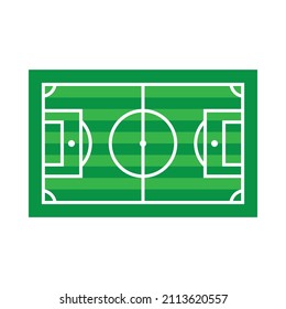 Vector green striped soccer field icon on white background. Football symbol.