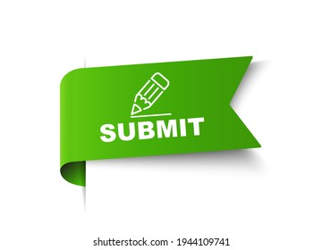 vector green submit banner template. submit ribbon label