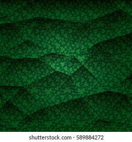 vector green summer or spring seamless background with green clover pattern, can be used for summer banner, saint patrick day greeting cards and easter backdrop