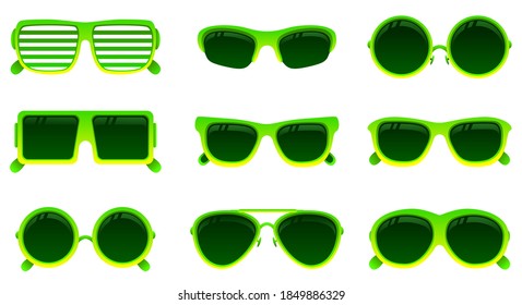Gafas de sol verdes vectoriales.Para ver otras ilustraciones de gafas de sol vectoriales, por favor revise la colección de gafas de sol.