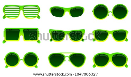 Vector green sunglasses set.To see the other vector sunglasses illustrations , please check Sunglasses collection.