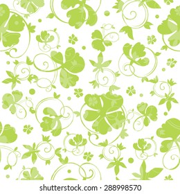 Vector Green Swirly Clover Seamless Pattern
