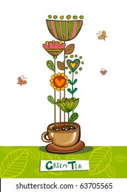 Vector Green Tea background for your menu or card.
