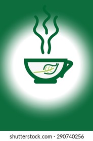 Vector green tea cup with steam