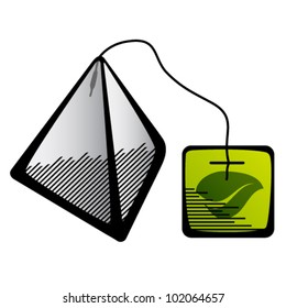 vector green tea pyramid bag icon