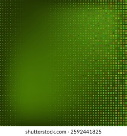 Vector Green Tech Finance Fintech Background. Abstract Pixel Pattern. Digital Business Technology or Science Research Presentation Backdrop.