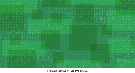 Vector Green Tech Finance Fintech Background. Abstract Pixel Pattern. Digital Business Technology or Science Research Presentation Backdrop.