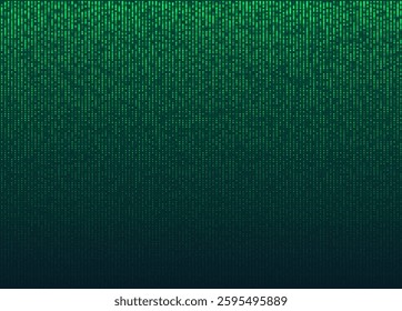 Vector green techno background with light particles. Neon futuristic background with dots. Digital data backdrop for banner and web sites. Abstract horizontal backdrop