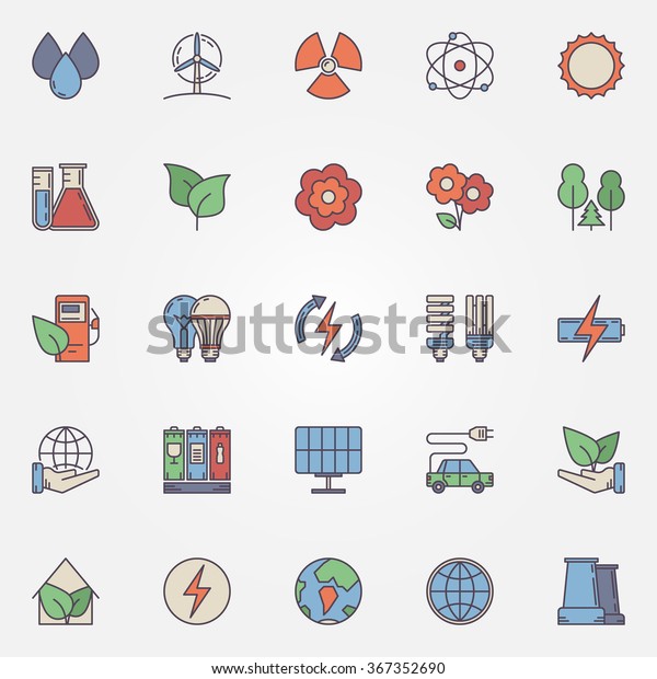 Vector Green Technology Icons Collection Colorful Stock Vector (Royalty ...