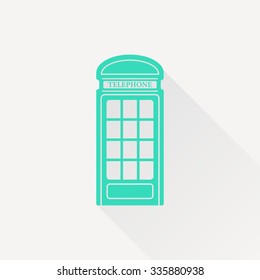 Vector green telephone box icon on white background 
